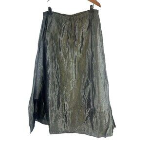 Margaret M Maxi Skirt Formal Drawstring Green Gray Lined Pull On Womens 8